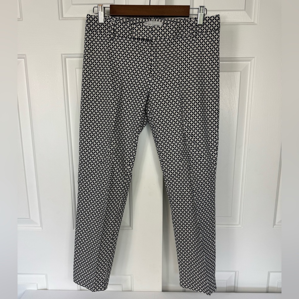 Gap Blue & White Geometric‎ Slim Fit City Crop Capri Ankle Pants Women's 4